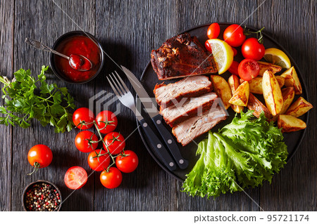 grilled Pork Spare Ribs Belly with roast potato grilled Pork Spare Ribs Belly with roast potato 95721174