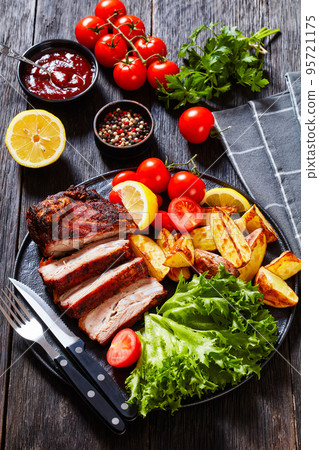 grilled  Pork Spare Ribs Belly with roast potato 95721175