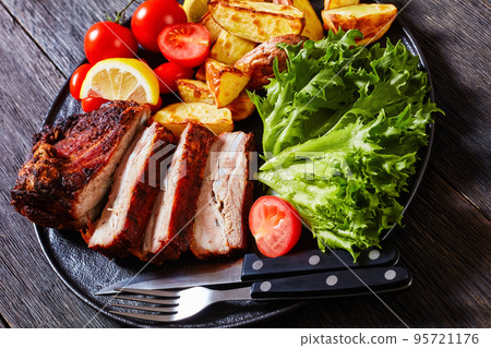 grilled Pork Spare Ribs Belly with roast potato grilled Pork Spare Ribs Belly with roast potato 95721176