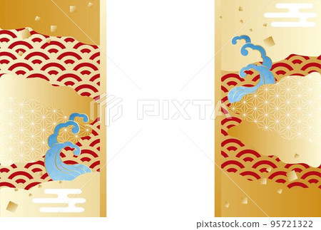 Qinghai wave Japanese pattern background illustration material 95721322