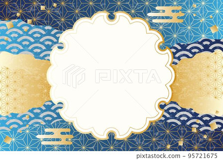 青海海浪和雲彩插圖素材的美麗日本圖案背景 95721675