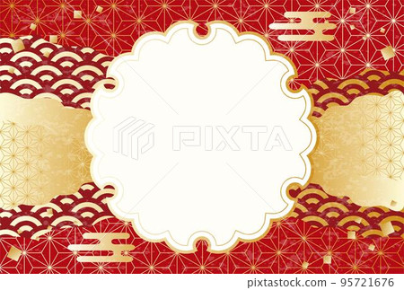 青海海浪和雲彩插圖素材的美麗日本圖案背景 95721676