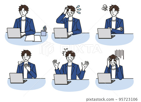 一組穿著辦公室休閒裝的男人在做電腦 一組穿著辦公室休閒裝的男人在做電腦 95723106