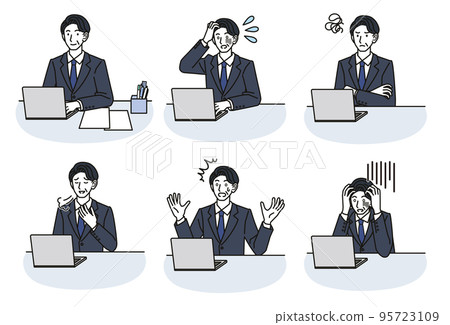 A set of men in their 40s and 50s wearing a suit for a computer 95723109