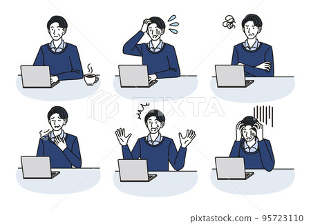 Set of men in their 40s and 50s who use personal computers Set of men in their 40s and 50s who use personal computers 95723110