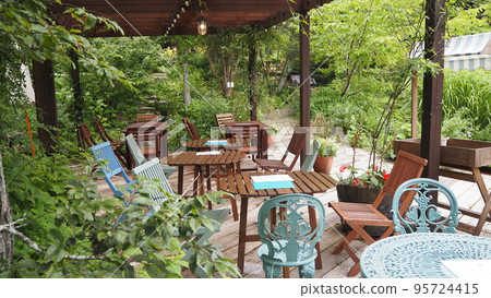 On the terrace of a cafe in the forest of Mt. Rokko, Kobe 95724415