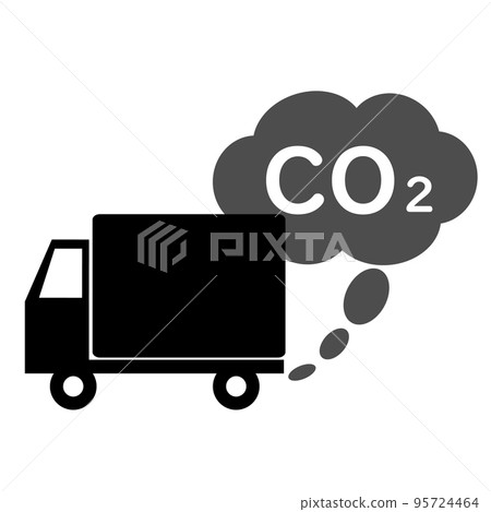[Environmental issues] Trucks that emit CO2. CO2 reduction has become an international issue. 95724464