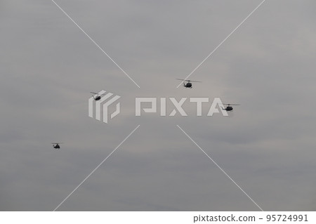 Ground Self-Defense Force helicopter unit in flight 95724991