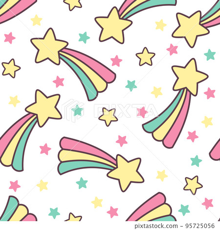 Seamless pattern with funny comets and stars isolated on white background. 95725056