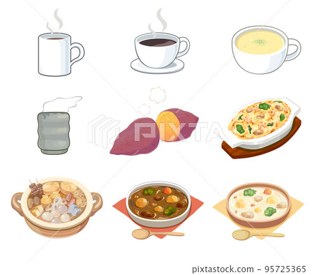 Wintery drink food illustration set 95725365