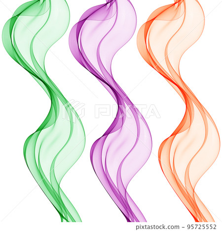 Set of abstract colored waves. Red, green, purple waves. eps 10 95725552