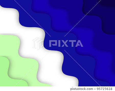 Multilayer three-dimensional texture vector background. Abstract topography concept design or current fluid illustration for website template. Origami smooth paper art form. Blue and green color. eps  95725618