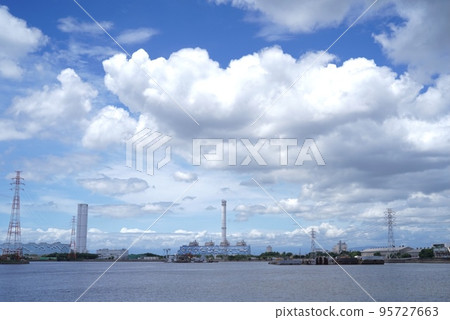 Beautiful blue sky and factory area 95727663