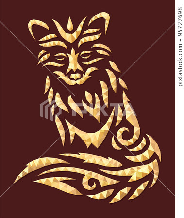 Low poly art with colorful gold fox silhouette 95727698