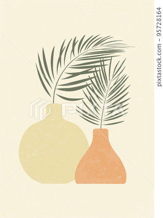 Contemporary textured art poster with pottery illustration. Contemporary textured art poster with pottery illustration. 95728164