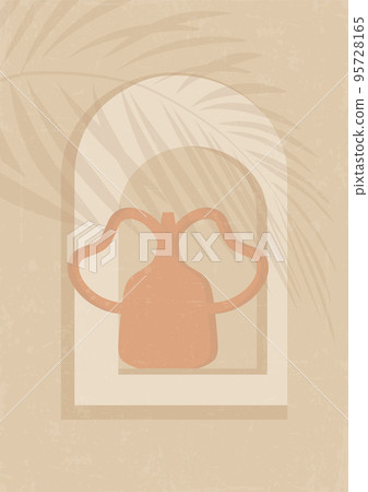 Contemporary textured art poster with vase in window. 95728165