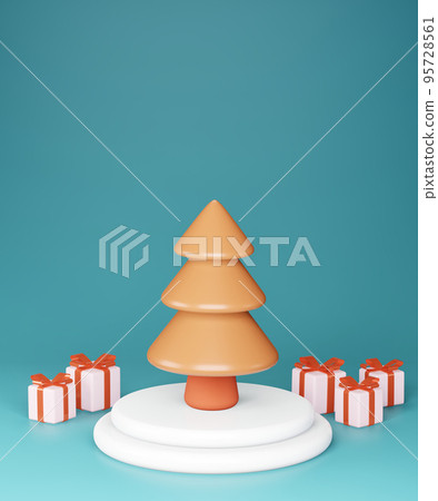 Christmas decoration on light blue background, 3d render 95728561