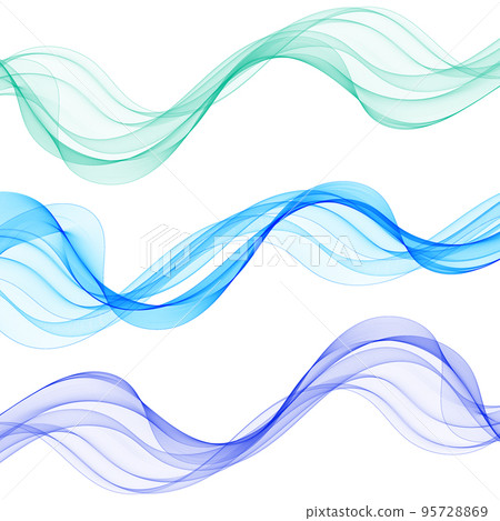 Set of abstract colored waves. Blue waves. eps 10 95728869