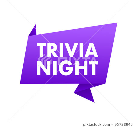 Hand Holding Megaphone with trivia night. Megaphone banner. Web design. Vector stock illustration 95728943