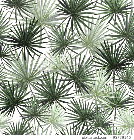 Seamless pattern green leaves of palm trees on a white background. stock illustration. popular trend drawing isolated on white background.canaple leaves print for fabric wallpaper textile design Seamless pattern green leaves of palm trees on a white background. stock illustration. popular trend drawing isolated on white background.canaple leaves print for fabric wallpaper textile design 95729140