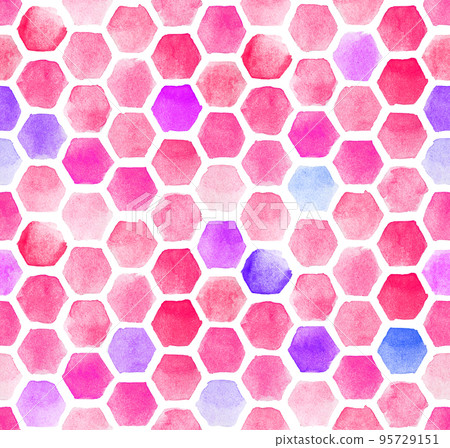 watercolor seamless pattern. pink honeycomb isolated on white background. abstract watercolor background for holiday, fabric and wrapping paper. bright colours 95729151