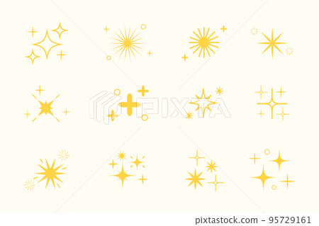 Set of sparking star. Icon and symbol. Starry vector illustration isolated on white background 95729161
