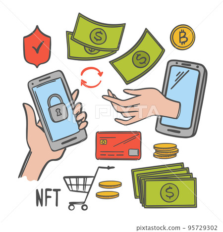 E COMMERCE COLOR Set Online Selling Of Arts And Musical Works For Cryptocurrency Network Internet Technology For Trade Marketplace With Non-fungible Token E COMMERCE COLOR Set Online Selling Of Arts And Musical Works For Cryptocurrency Network Internet Technology For Trade Marketplace With Non-fungible Token 95729302