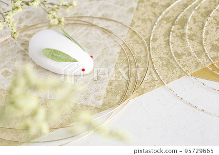 golden background white rabbit new year material 95729665