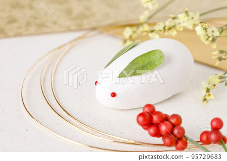 golden background white rabbit new year material golden background white rabbit new year material 95729683