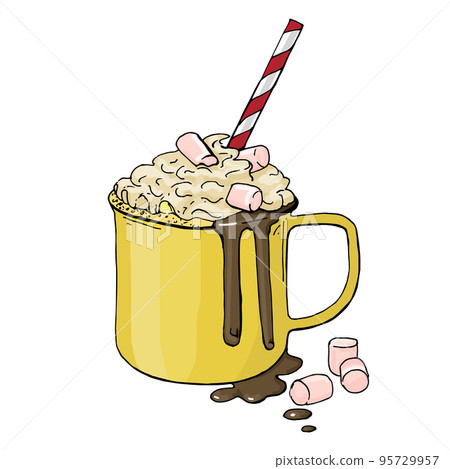 vector illustration of hot chocolate with marshmallows vector illustration of hot chocolate with marshmallows 95729957