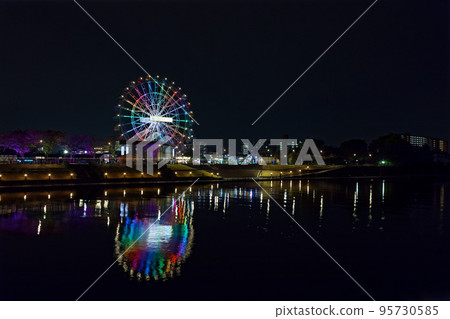 Arakawa Amusement Park's New Ferris Wheel Illumination Night View Sunshine Arakawa Amusement Park's New Ferris Wheel Illumination Night View Sunshine 95730585