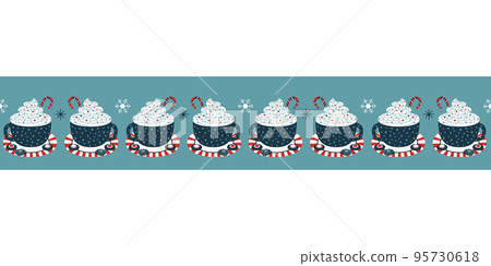 Fancy Christmas coffee cup seamless border pattern Fancy Christmas coffee cup seamless border pattern 95730618