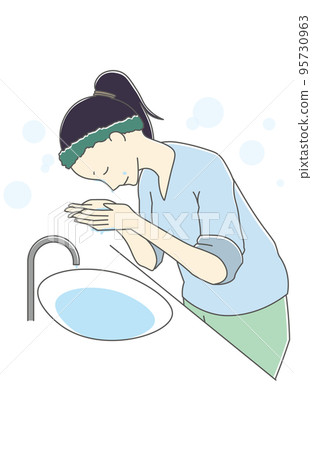 Women with facial cleansing Women with facial cleansing 95730963