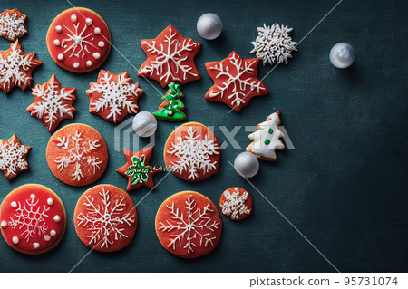 home made Christmas cookies flat lay home made Christmas cookies flat lay 95731074