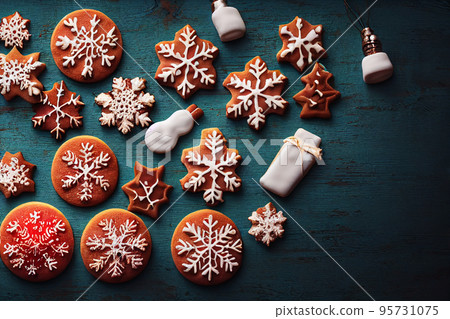 home made Christmas cookies flat lay home made Christmas cookies flat lay 95731075