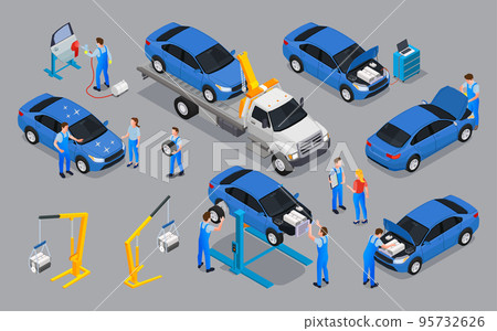 Car Service Isometric Icons 95732626
