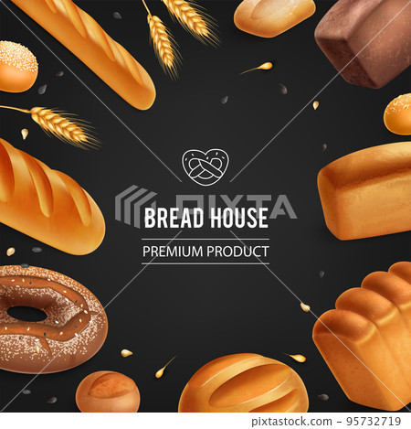 Realistic Bread Chalkboard Frame Realistic Bread Chalkboard Frame 95732719