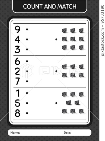 Count and match game with laptop. worksheet for preschool kids, kids activity sheet Count and match game with laptop. worksheet for preschool kids, kids activity sheet 95733190