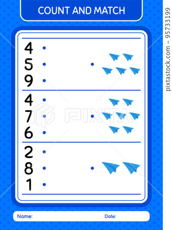 Count and match game with paper plane. worksheet for preschool kids, kids activity sheet 95733199