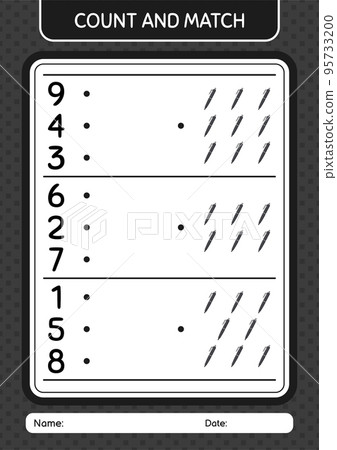 Count and match game with pen. worksheet for preschool kids, kids activity sheet Count and match game with pen. worksheet for preschool kids, kids activity sheet 95733200