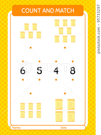 Count and match game with note. worksheet for preschool kids, kids activity sheet 95733297