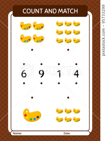 Count and match game with paint palette. worksheet for preschool kids, kids activity sheet 95733299