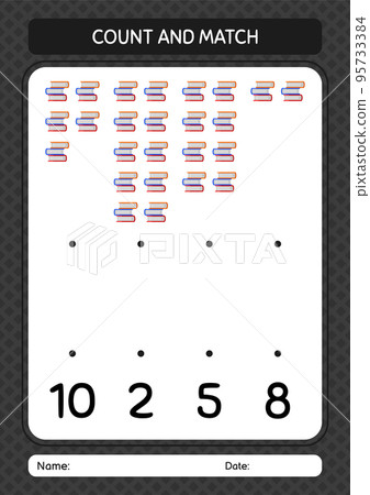 Count and match game with book. worksheet for preschool kids, kids activity sheet Count and match game with book. worksheet for preschool kids, kids activity sheet 95733384