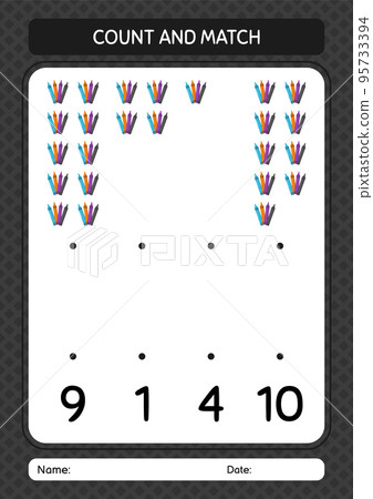 Count and match game with crayons. worksheet for preschool kids, kids activity sheet Count and match game with crayons. worksheet for preschool kids, kids activity sheet 95733394
