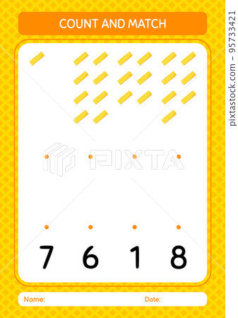 Count and match game with ruler. worksheet for preschool kids, kids activity sheet Count and match game with ruler. worksheet for preschool kids, kids activity sheet 95733421