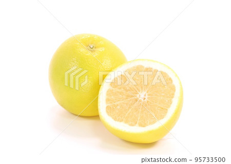 Grapefruit cut cross section bright background Grapefruit cut cross section bright background 95733500