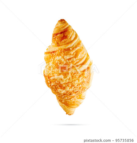 Fresh croissants with cheese isolated on white background. 95735856