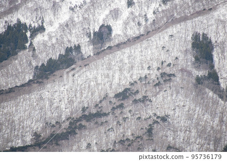 從青森縣陸奧市看到的白雪皚皚的鐮草山 從青森縣陸奧市看到的白雪皚皚的鐮草山 95736179