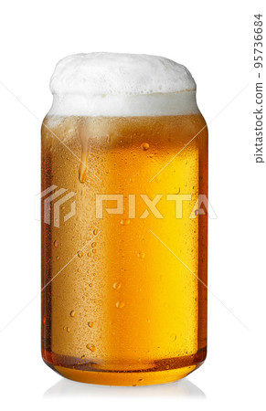 cold glass of light beer with foam isolated on white 95736684