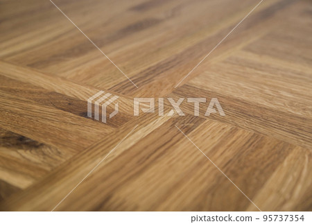 Tabletop glued from wooden beams. Wooden background 95737354